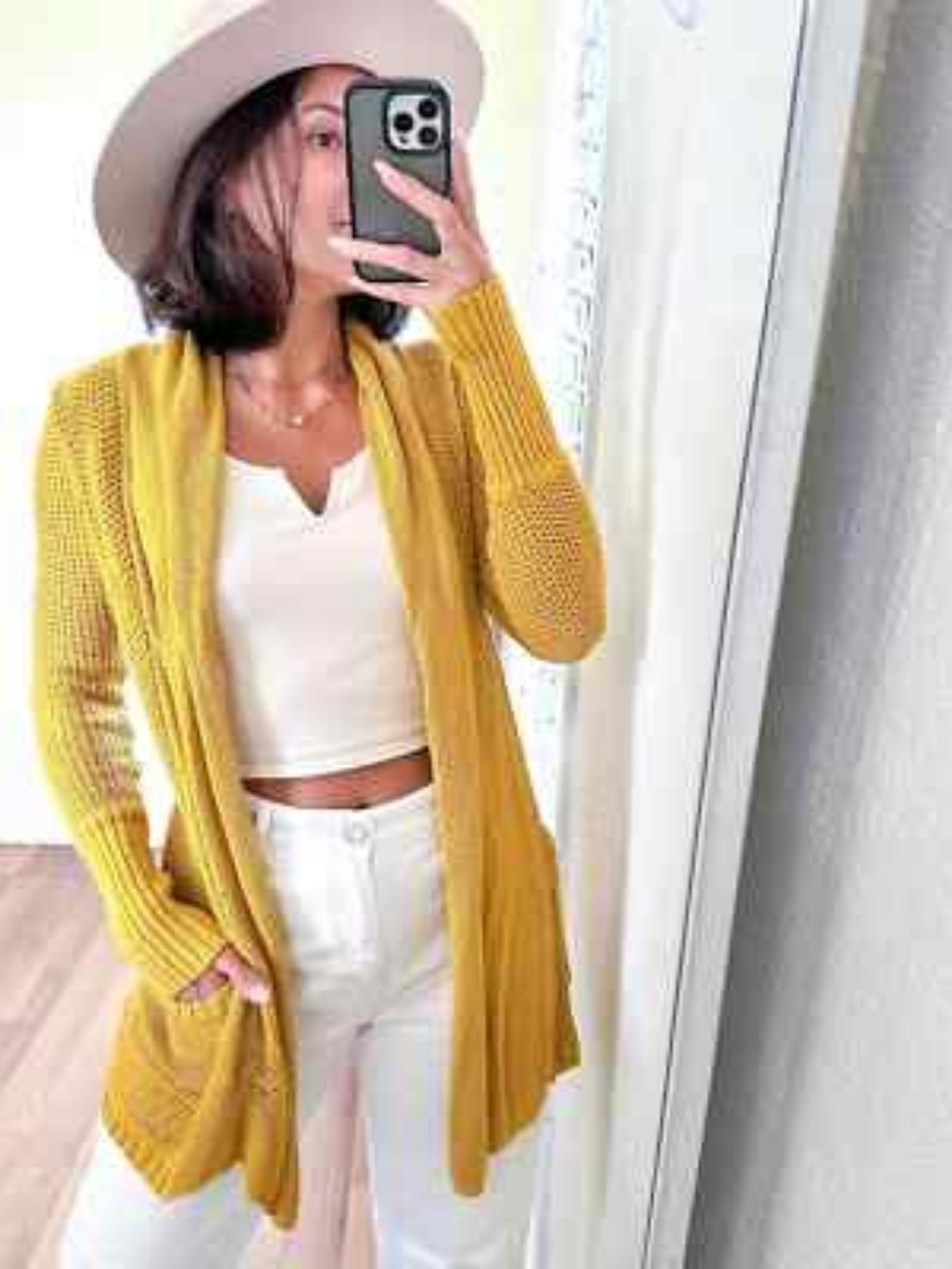 Anthropologie Guinevere Mustard Open-Front Cardigan Sweater
